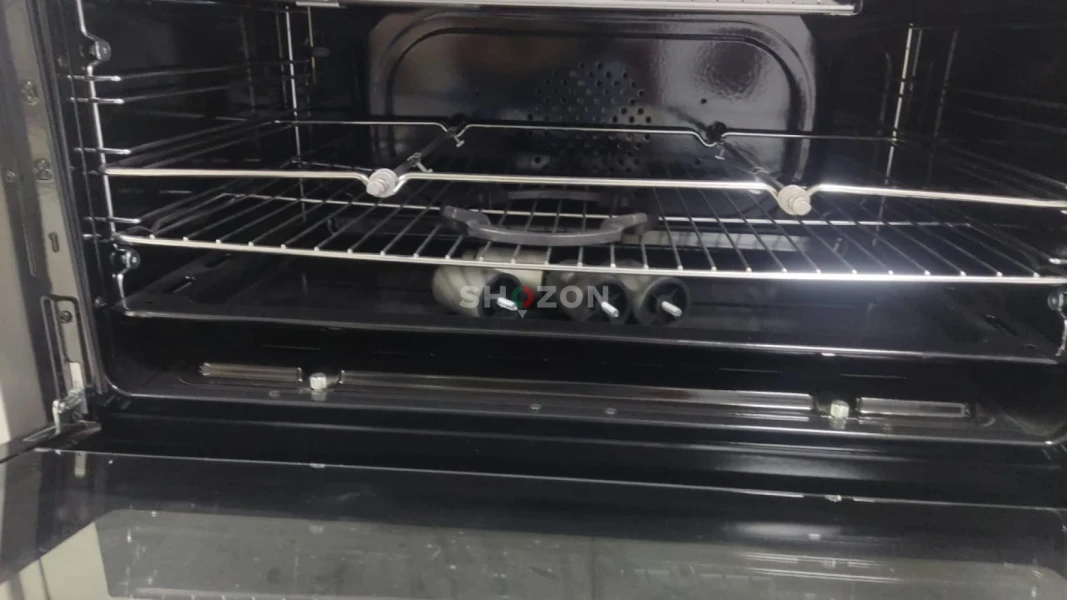 Super General Freestanding Gas-Cooker 5-Burner Full-Safety, Steel Cooker, Gas Oven with Thermostat, Rotisserie, Automatic Ignition, Silver, 90 x 60 x 85 cm, SGC-916-FSBGOF