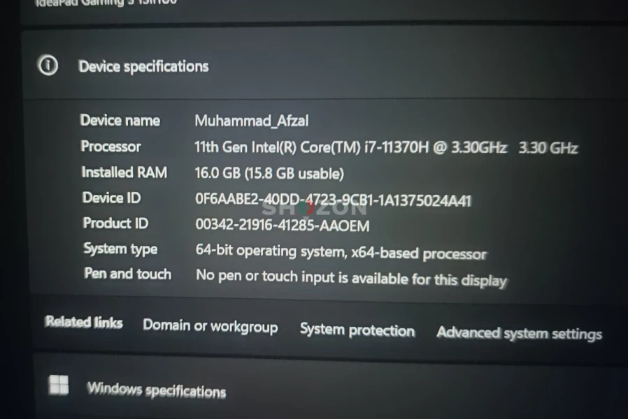Lenovo IdeaPad gaming 3 core i7 11 gen 