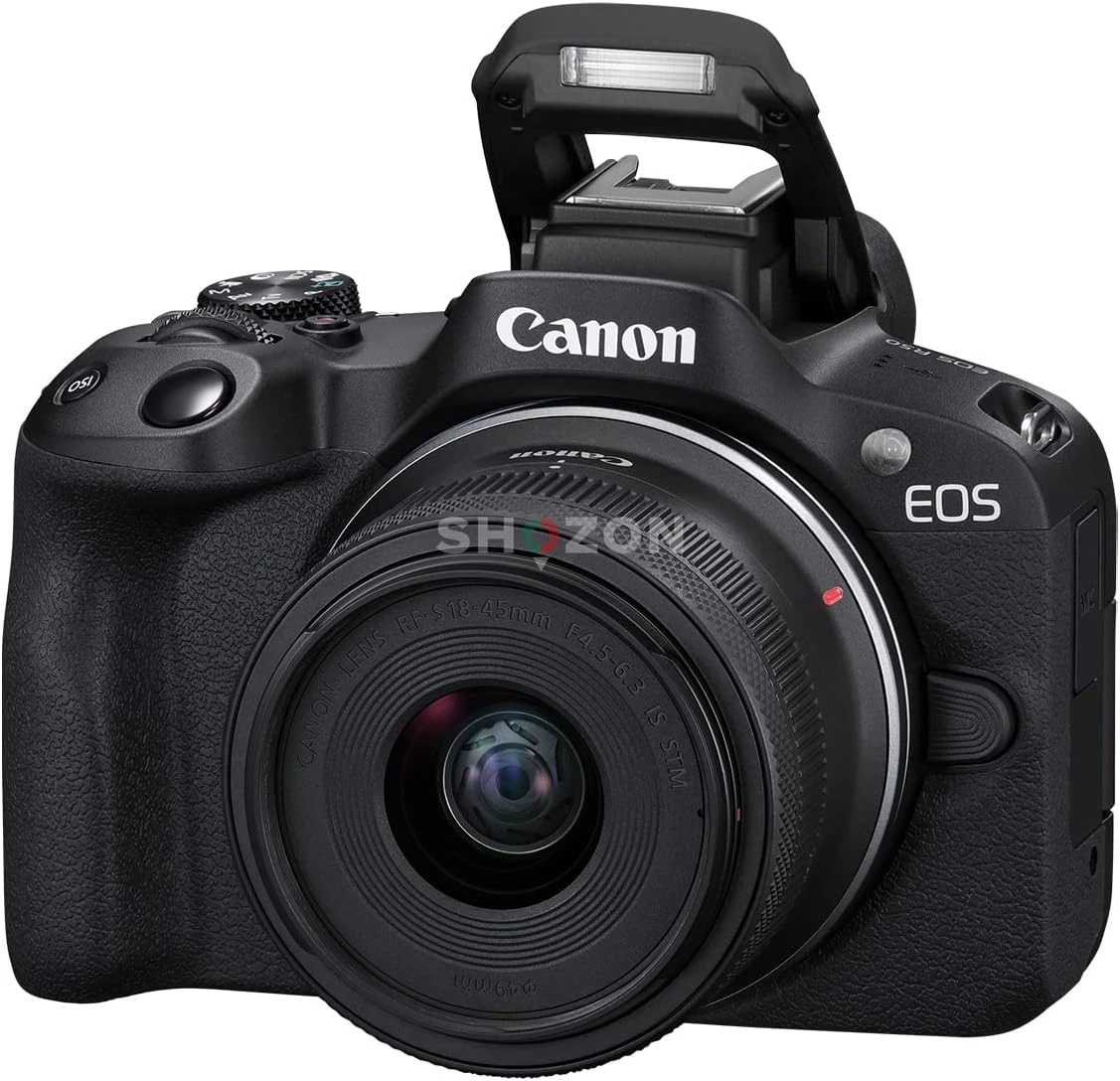 CANON EOS R50 Mirrorless Camera, Black + RF-S 18-45mm F4.5-6.3 IS STM Lens (EXPORT STOCK)