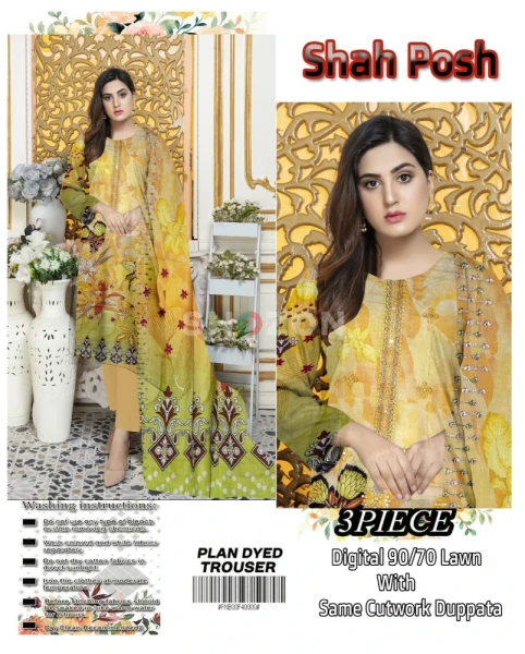 Shah Posh Pakistani Unstitches Lawn Dress