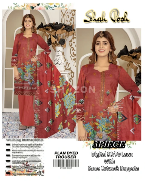 Shah Posh Pakistani Unstitches Lawn Dress