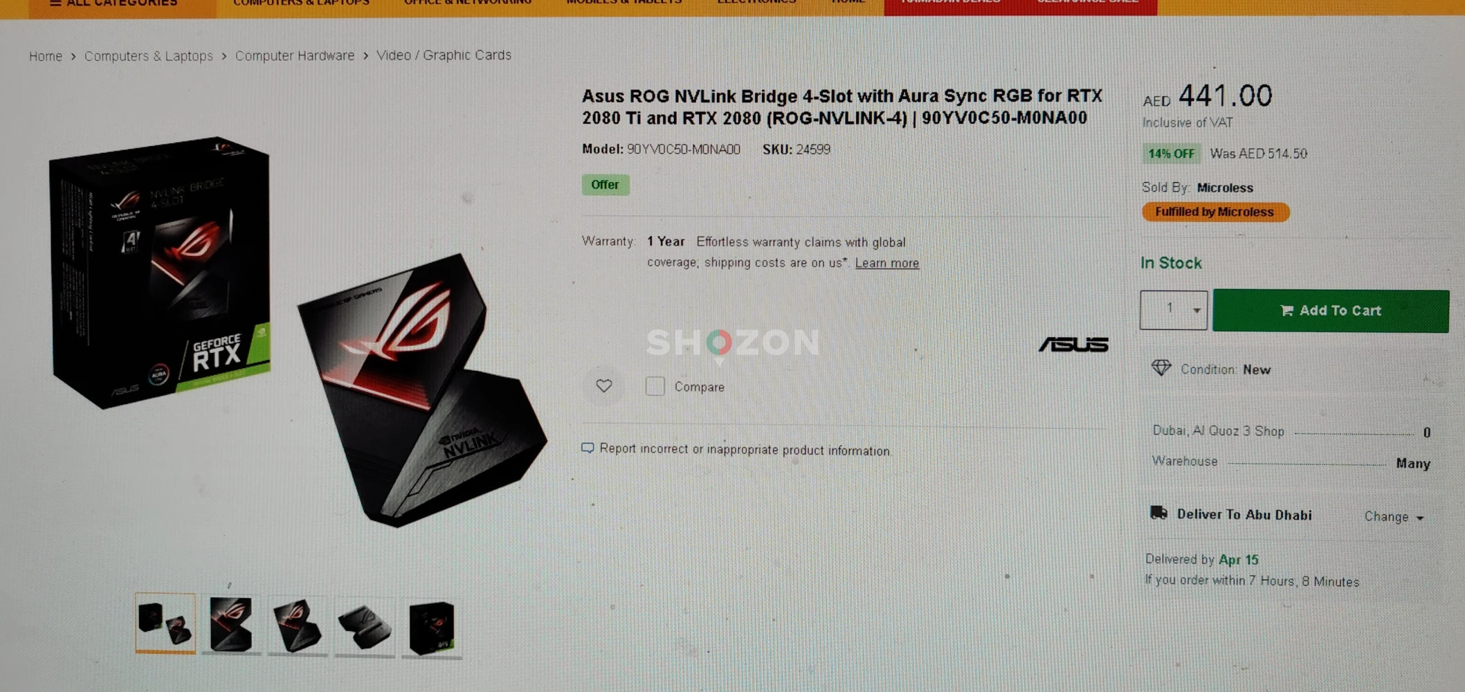 Asus Rog RGB Gaming Nvlink Connector For Dual GPUs 