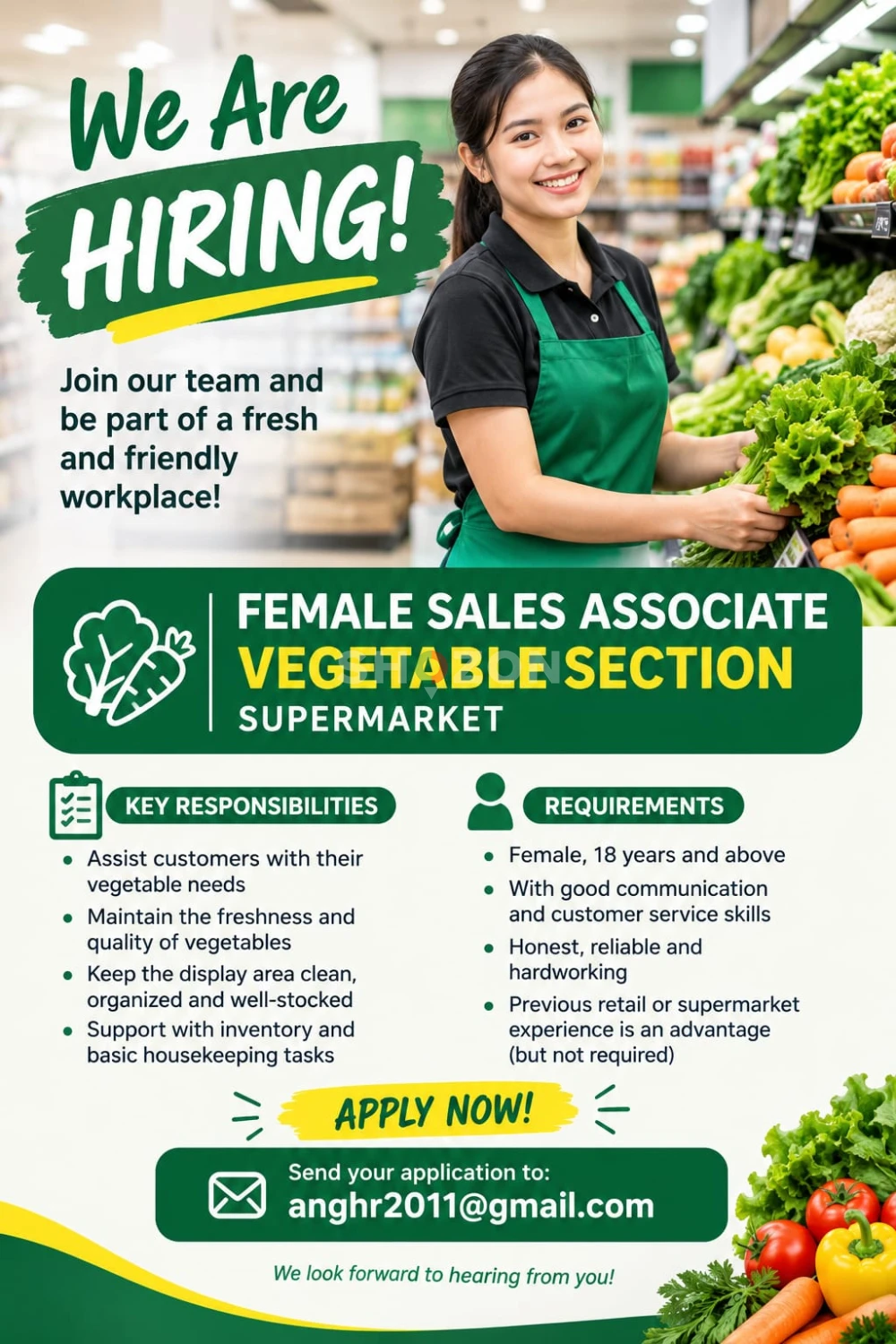 Sales Associate / Produce Clerk – Vegetable Section