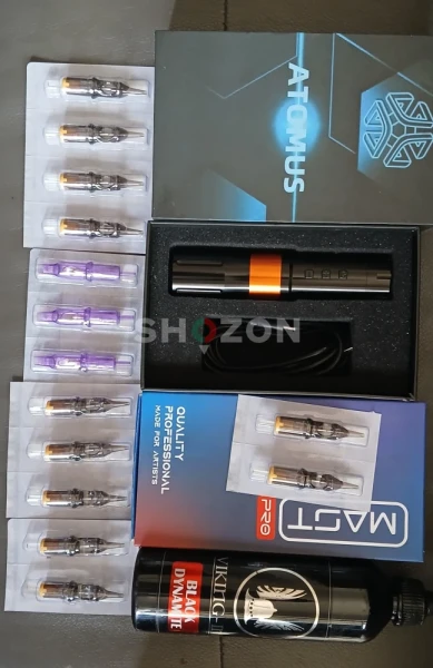 tattoo set machine with 14 needles and ink 