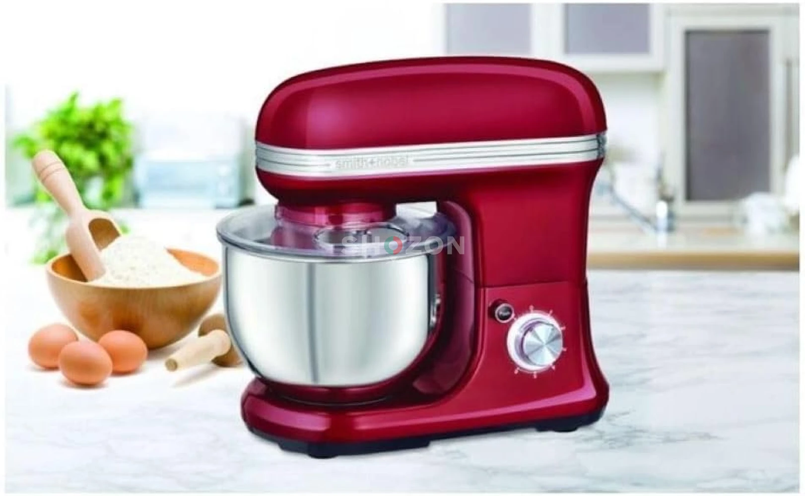 Smith Nobel 5L Planetary Stand Mixer,Stainless Steel Bowl and Beaters, Red
