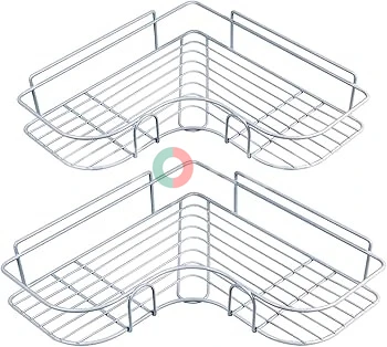 Set of 2 Stainless Steel Corner Bathroom Shelves