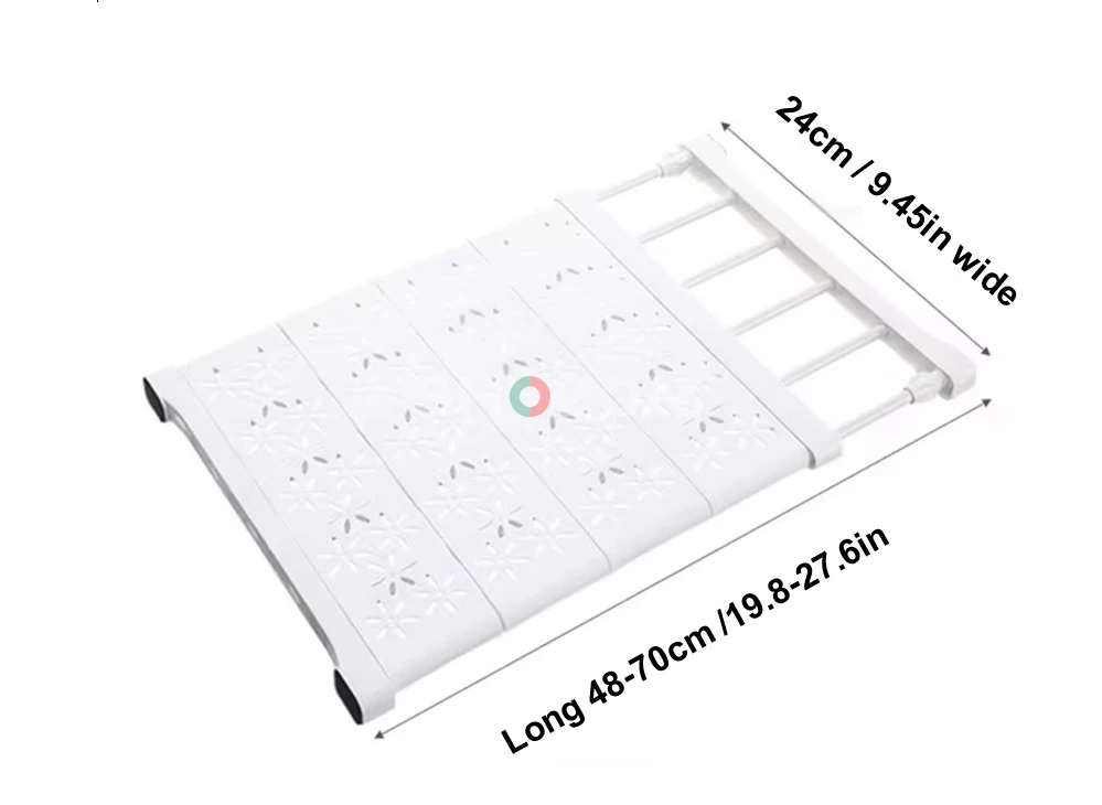 Adjustable White Bathtub Rack Shelf