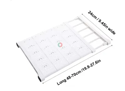 Adjustable White Bathtub Rack Shelf