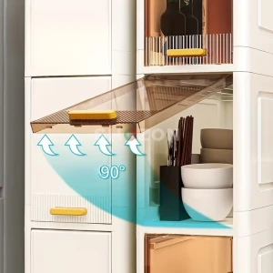 Slim White Rolling Storage Cabinet with Shelves