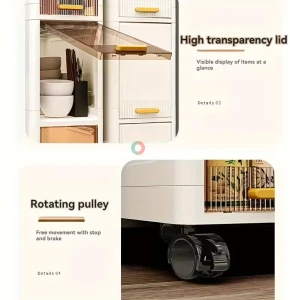Slim White Rolling Storage Cabinet with Shelves