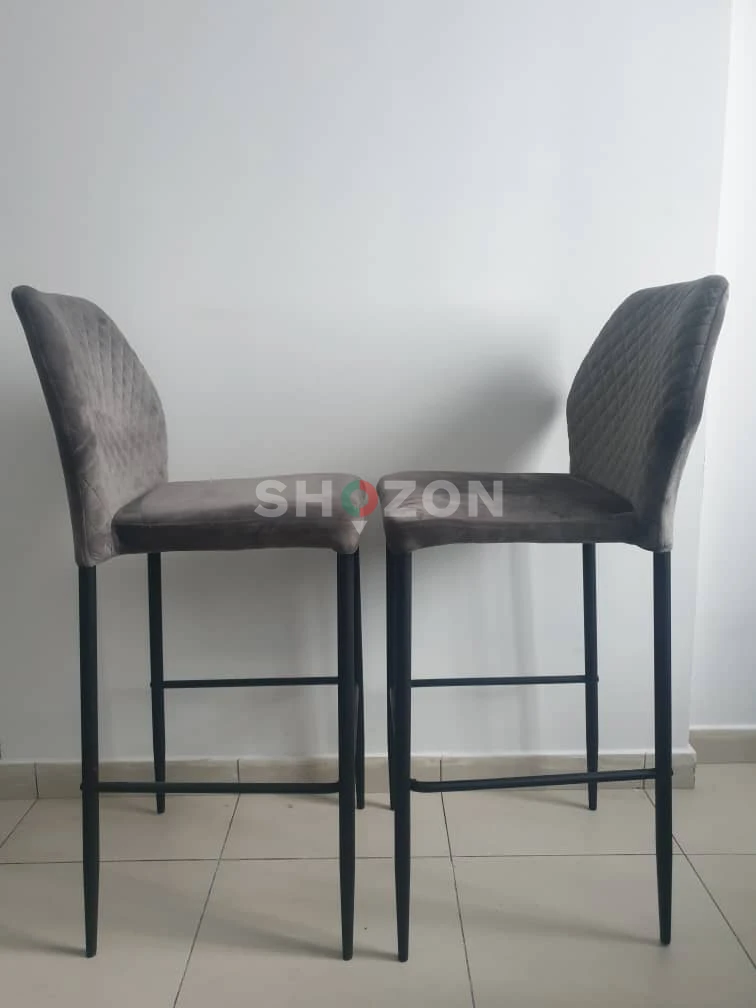 2 Grey Bar Stools - Comfortable Seating for Your Kitchen or Home Bar
