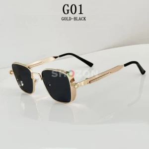 Stylish men's sunglasses with a square gold metal frame... Dark gradient lenses... A luxurious and premium design...  30 dirhams