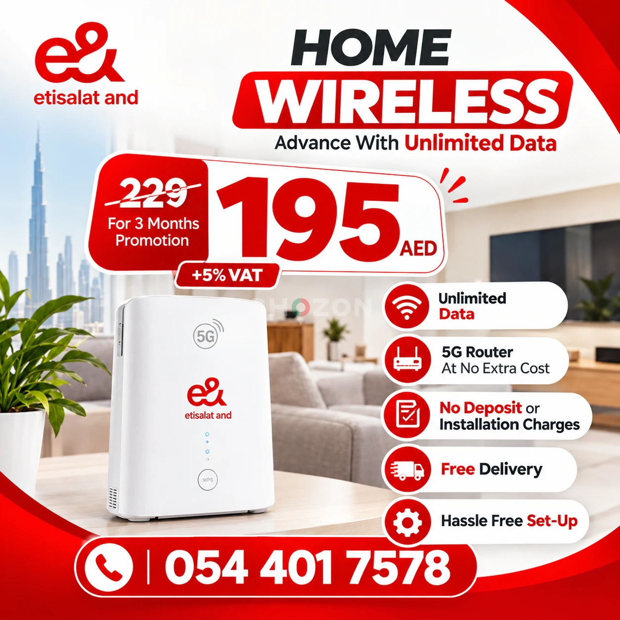 Etisalat Home wifi 15% discount for all customers 