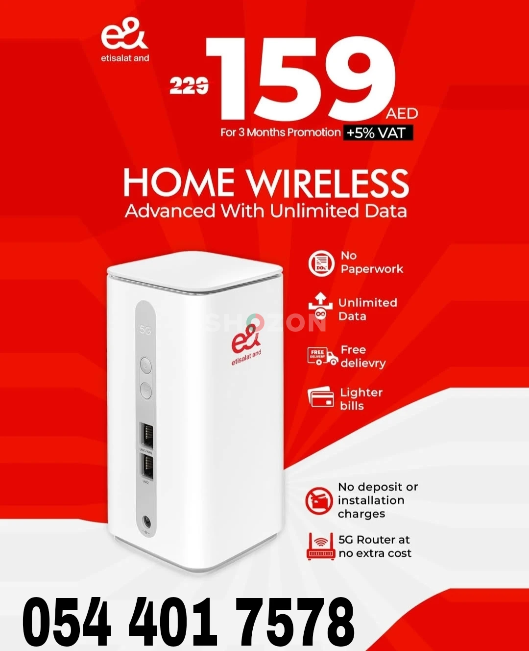 Home WiFi Internet connection all over UAE