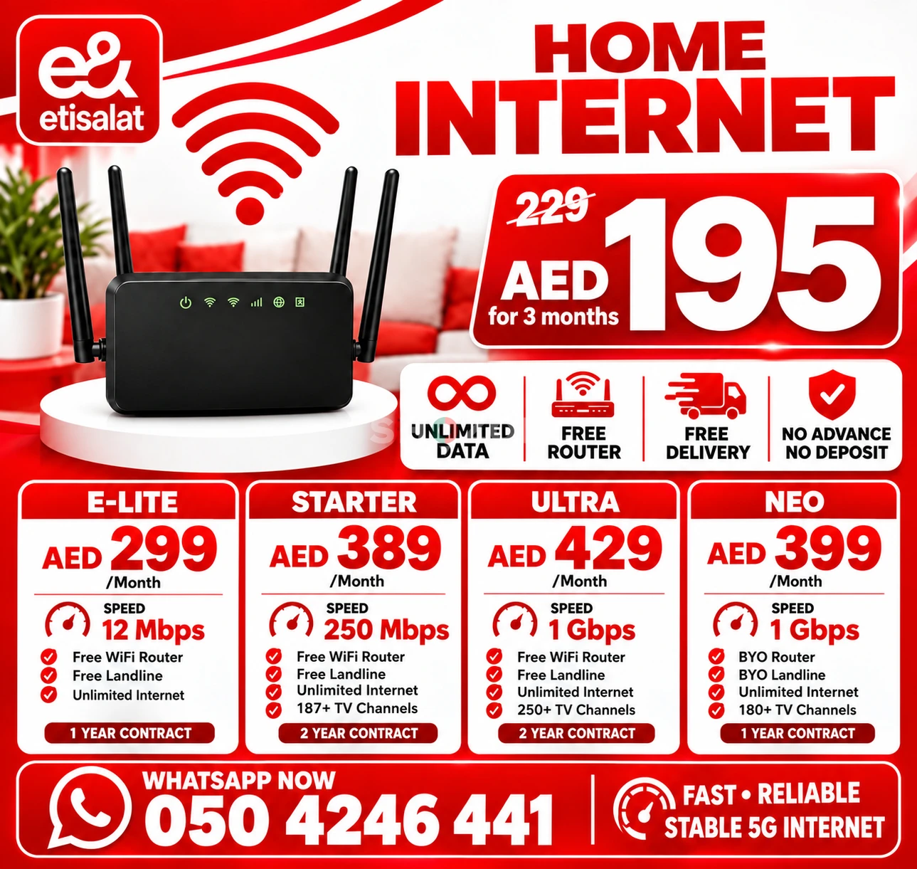 Etisalat home WiFi internet 15% discount 