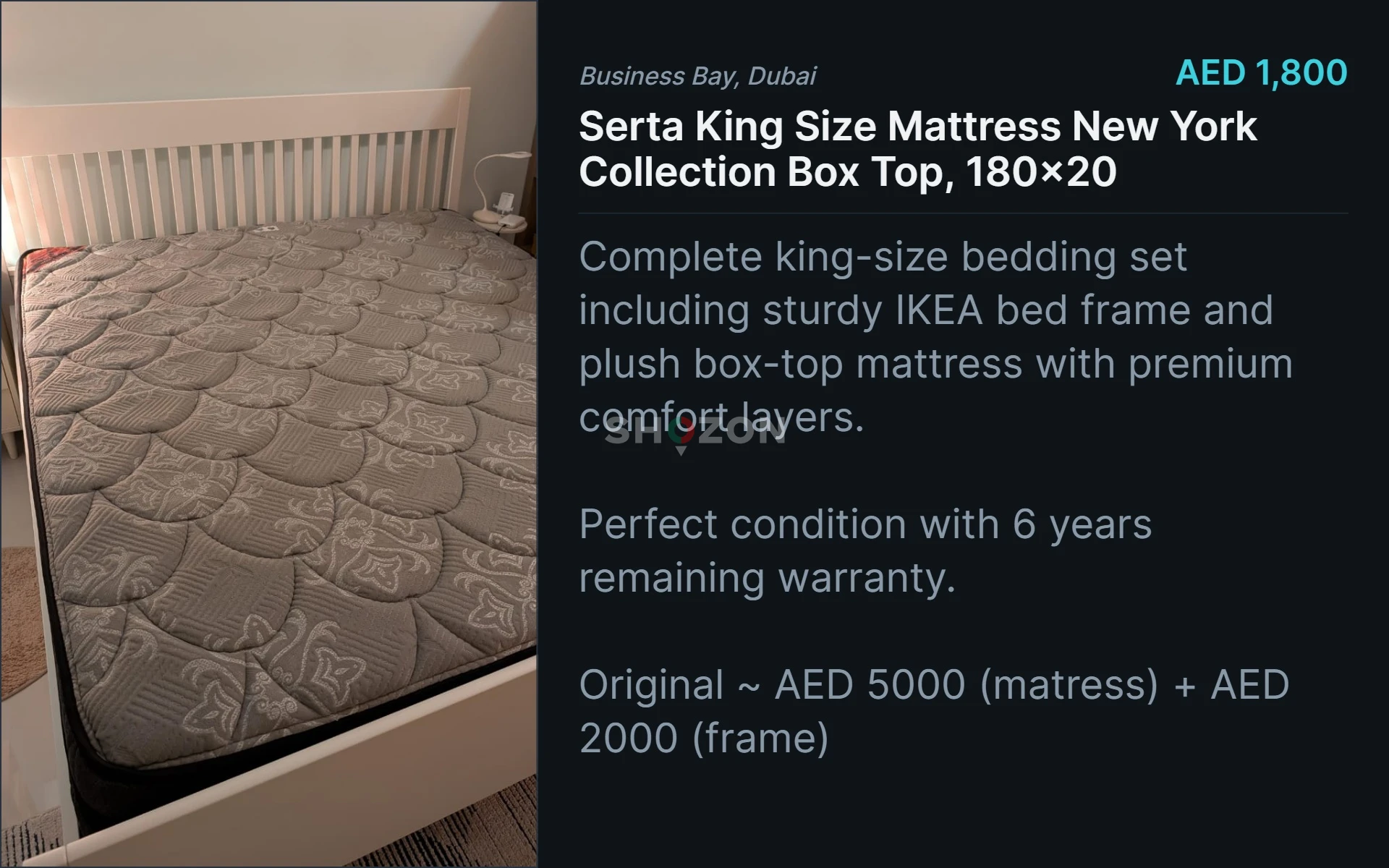 Serta King Size Mattress New York Collection Box Top, 180x200 + IKEA Bed Frame