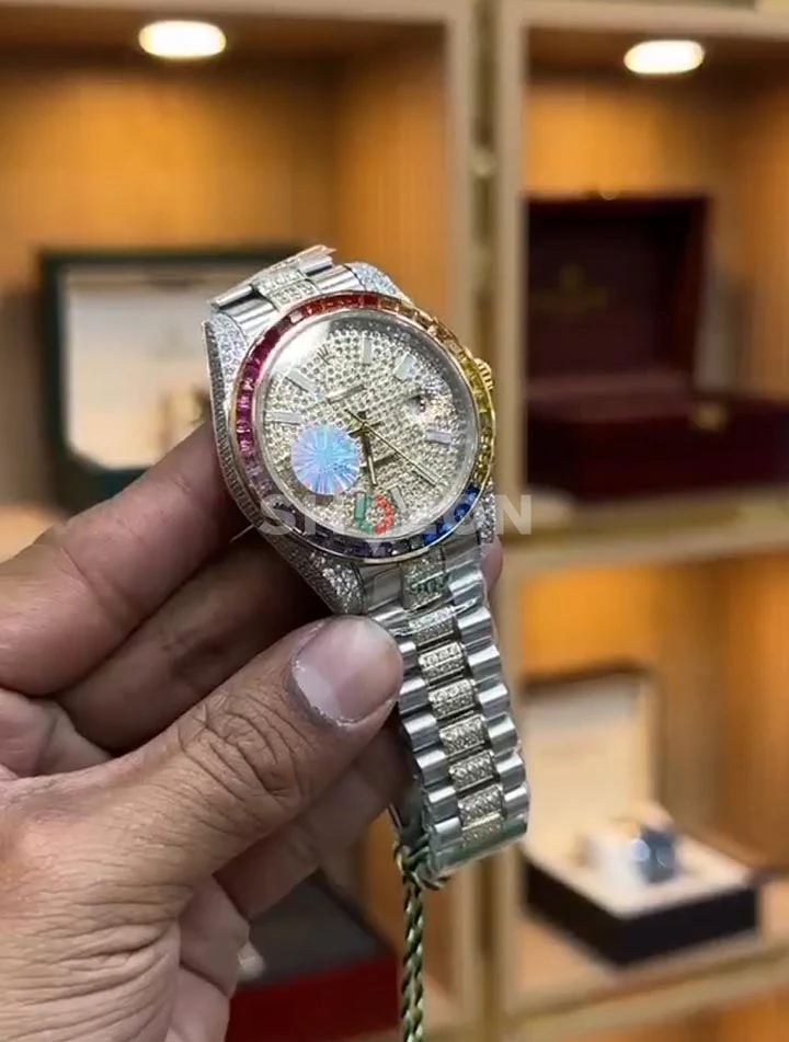 Rolex Dayjust Rainbow full stone watch, Premium Quanity