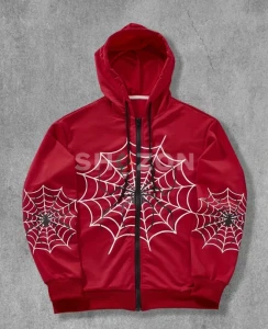 Red Spider Web Hoodie (Size M) | New Trendy Streetwear ( Christmas Offer – 10 AED Off )