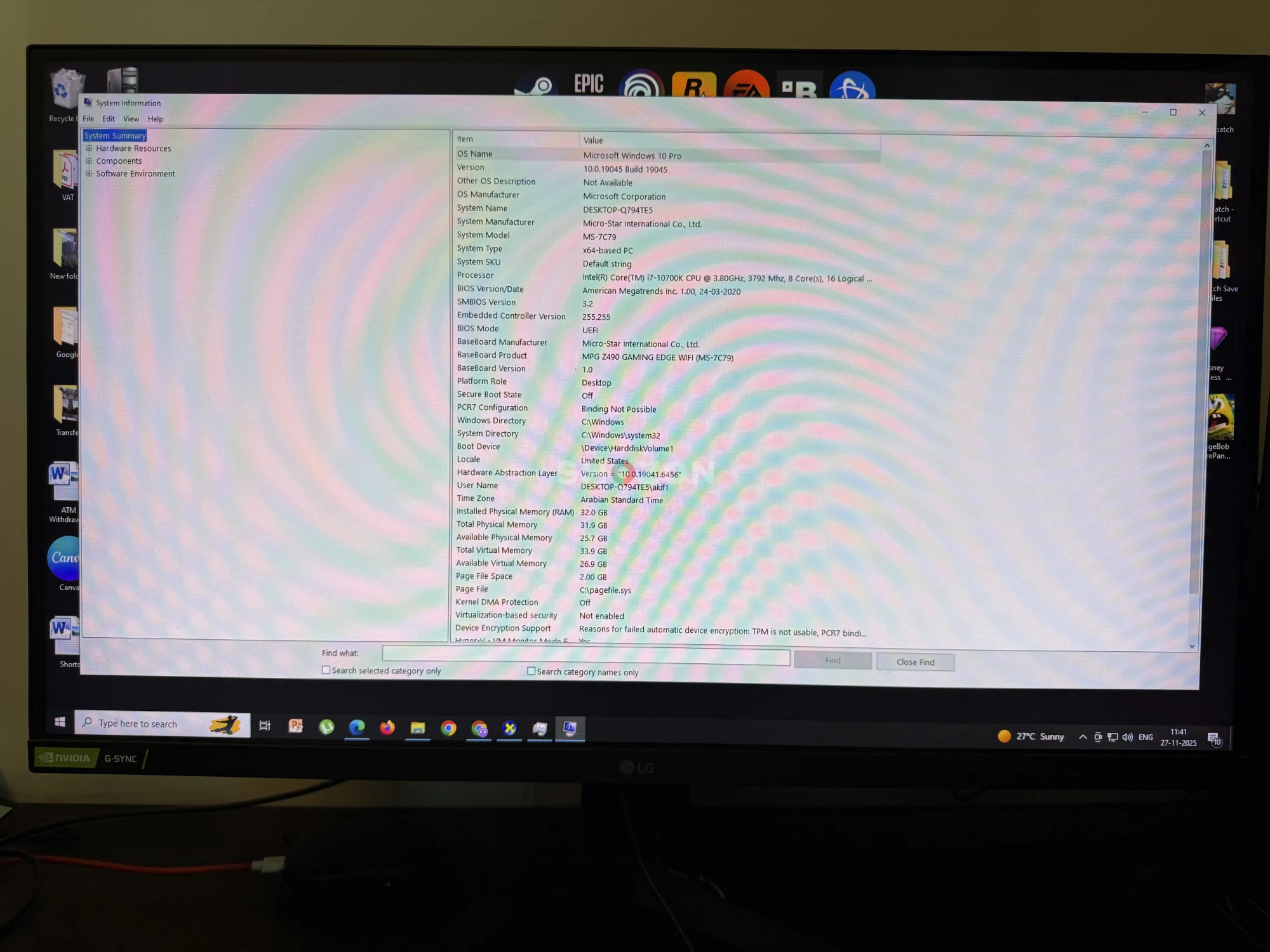 Gaming PC i7-10700k + RTX 3070 | 32gb RAM | 2TB SSD | LG 27" Monitor