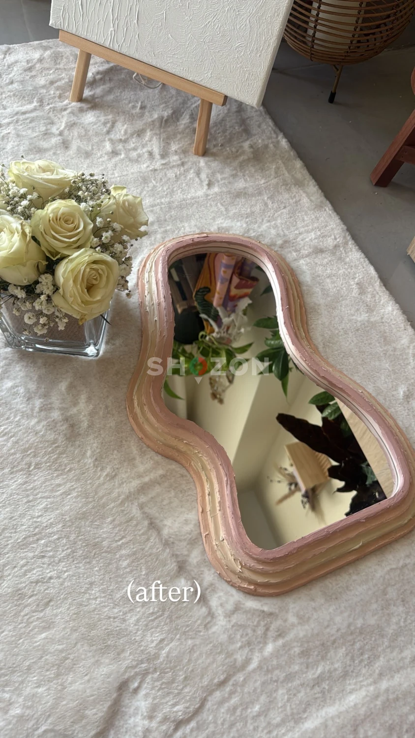 wavy mirror - hand painted 