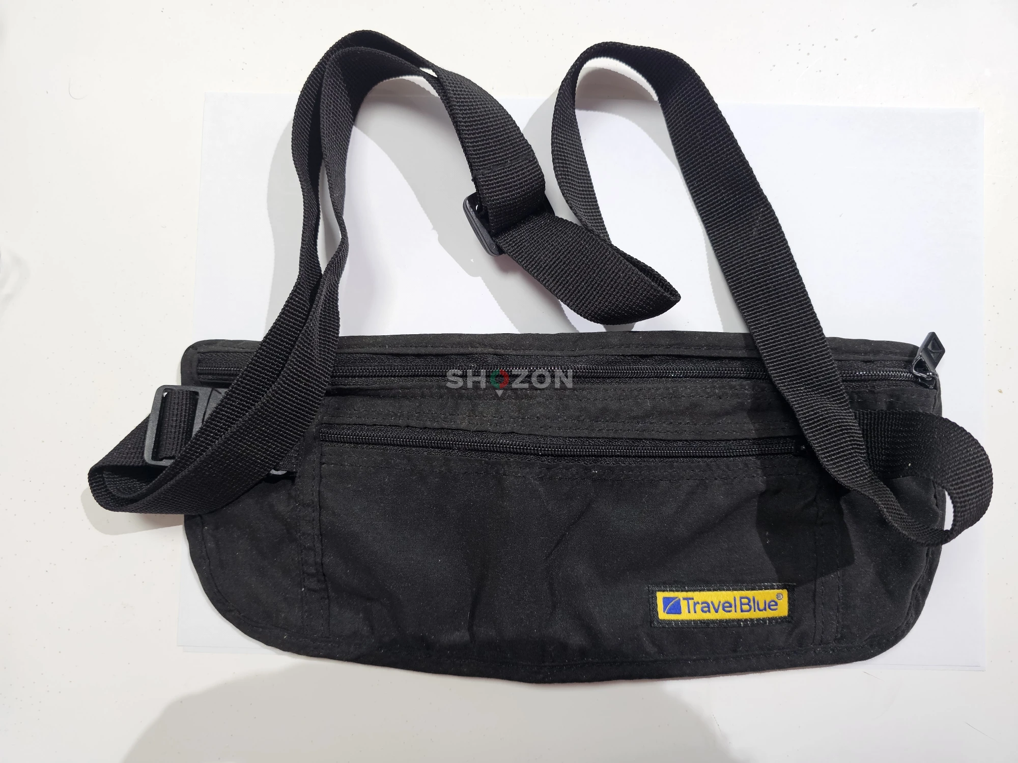 TravelBlue Black Waist Pouch bag for Travel, Safety bag, Anti theft, Money Wallet