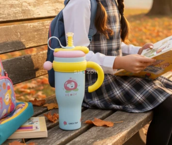 Adorable Peach Themed water bottle tumbler for kids | Girl Gift | Birthday | School Supply