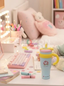 Adorable Peach Themed water bottle tumbler for kids | Girl Gift | Birthday | School Supply