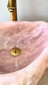 Premium Real Gem Stone Quartz Basin Vessel Sink Bowl Washbasin 