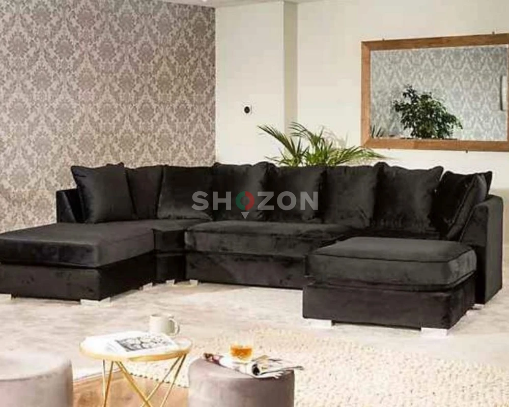 Elegant Modern Velvet Fabric 7 seater Sofa 
