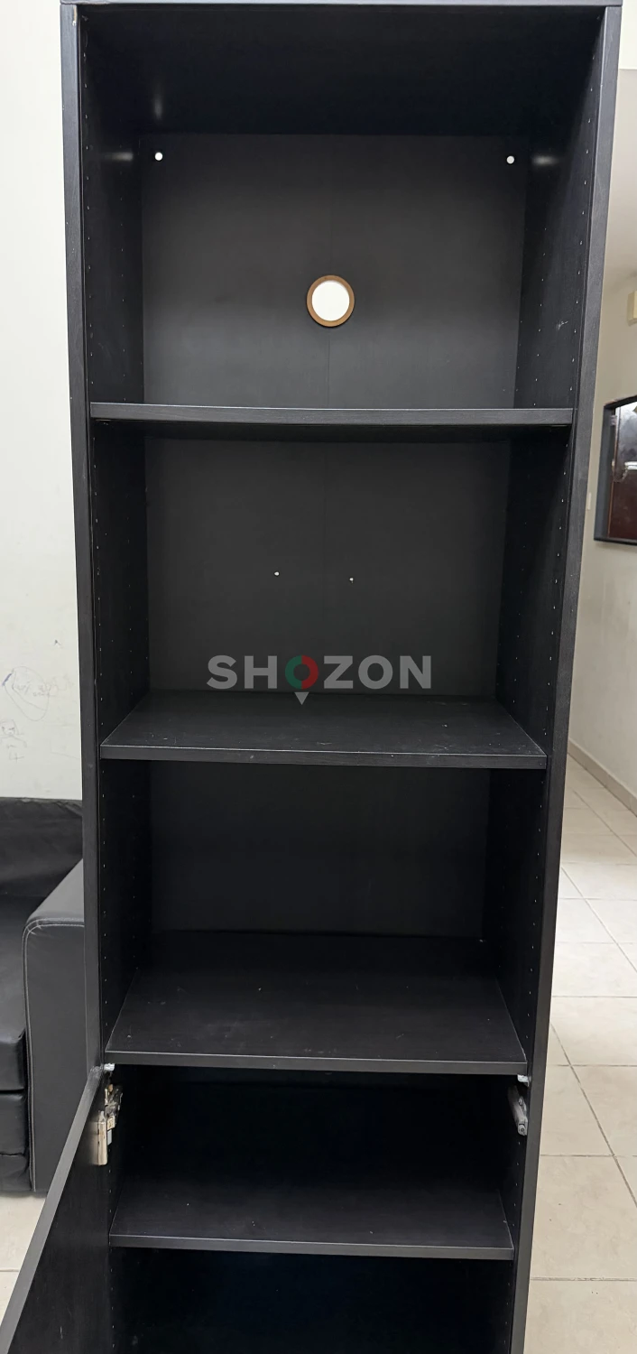 IKEA sturdy black book cases and cupboard