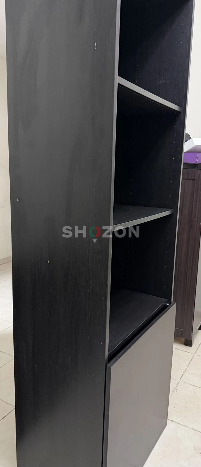 IKEA sturdy black book cases and cupboard