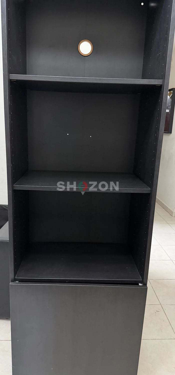 IKEA sturdy black book cases and cupboard