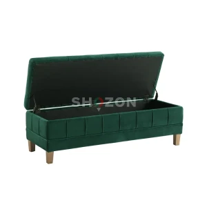 Luxury Velvet Storage Ottoman Bench – Green