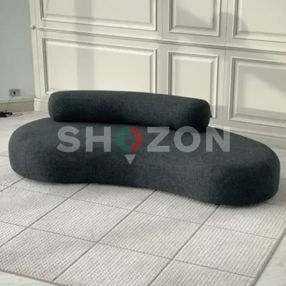 Contemporary Dark Grey Curved Sofa – Unique Design & Comfort