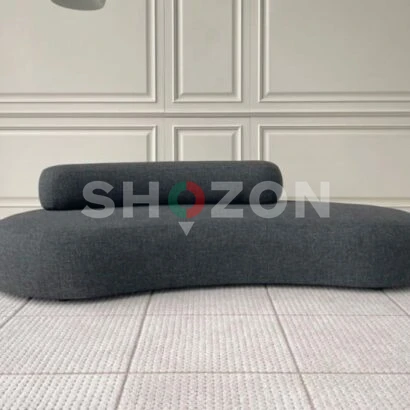 Contemporary Dark Grey Curved Sofa – Unique Design & Comfort