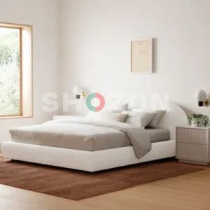 Sadarius Upholstered Bed Frame – Curved Bouclé Design
