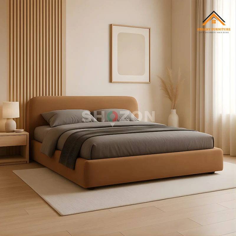 Modern Minimalist Bouclé Upholstered Bed