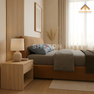 Modern Minimalist Bouclé Upholstered Bed