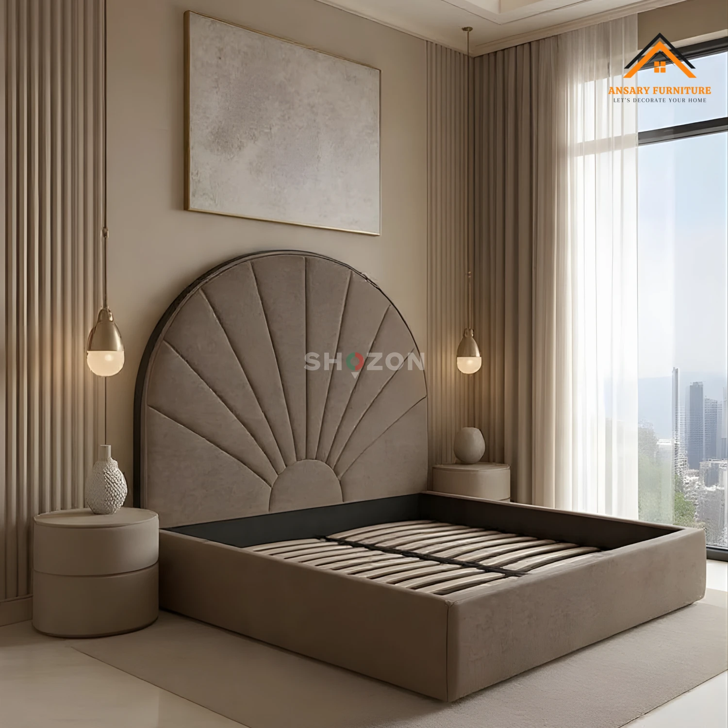 Arch Sunburst Velvet Bed Frame