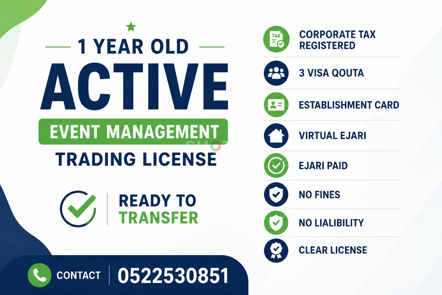 1 YEARS OLD ACTIVE EVENT MANAGEMENT TRADE LICENSE AVAILABLE FOR SALE 