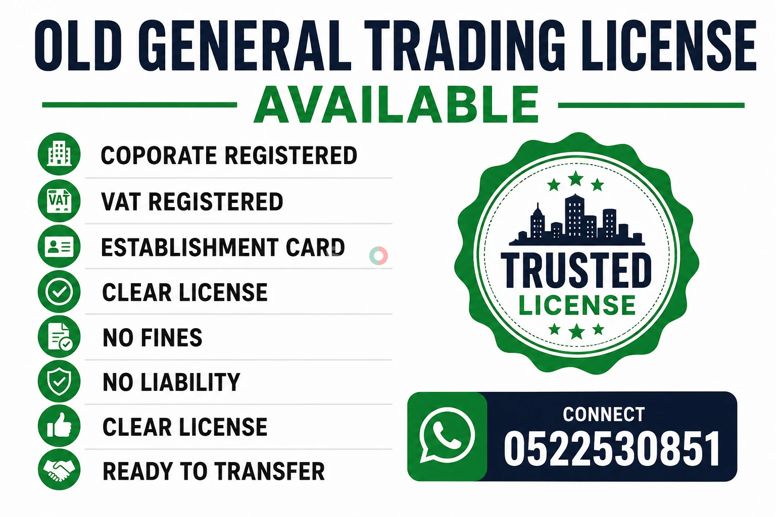 OLD GENERAL TRADING  LICENSE AVAILABLE FOR SALE - DUBAI 