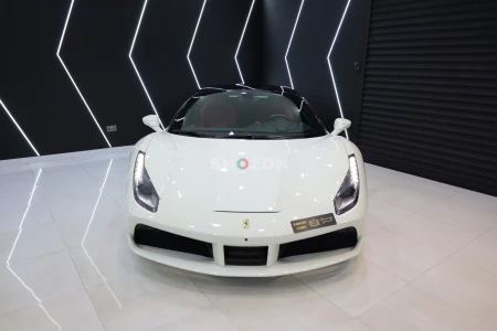 2017 Ferrari 488 GTB, Bianco Avus Exterior, Passenger Display, Very Low KM, GCC Spec!!
