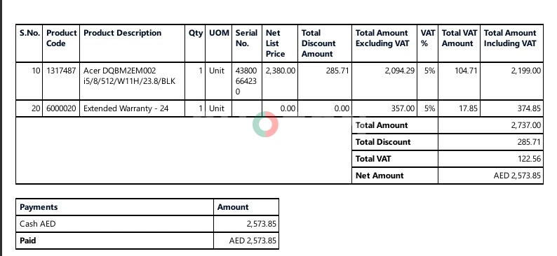 Model: Acer Aspire C24‐1800 (All‐in‐One still warranty 2 yearPC)