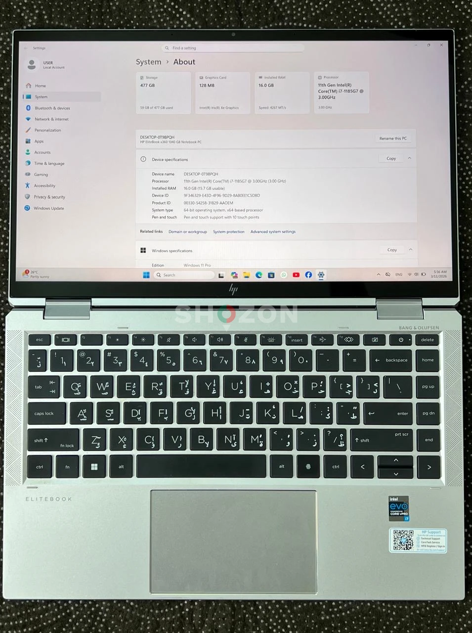 HP EliteBook 1040 G8 x360 | Intel EVO i7 | Touch 360° | Backlit Keyboard | Windows 11 Activated