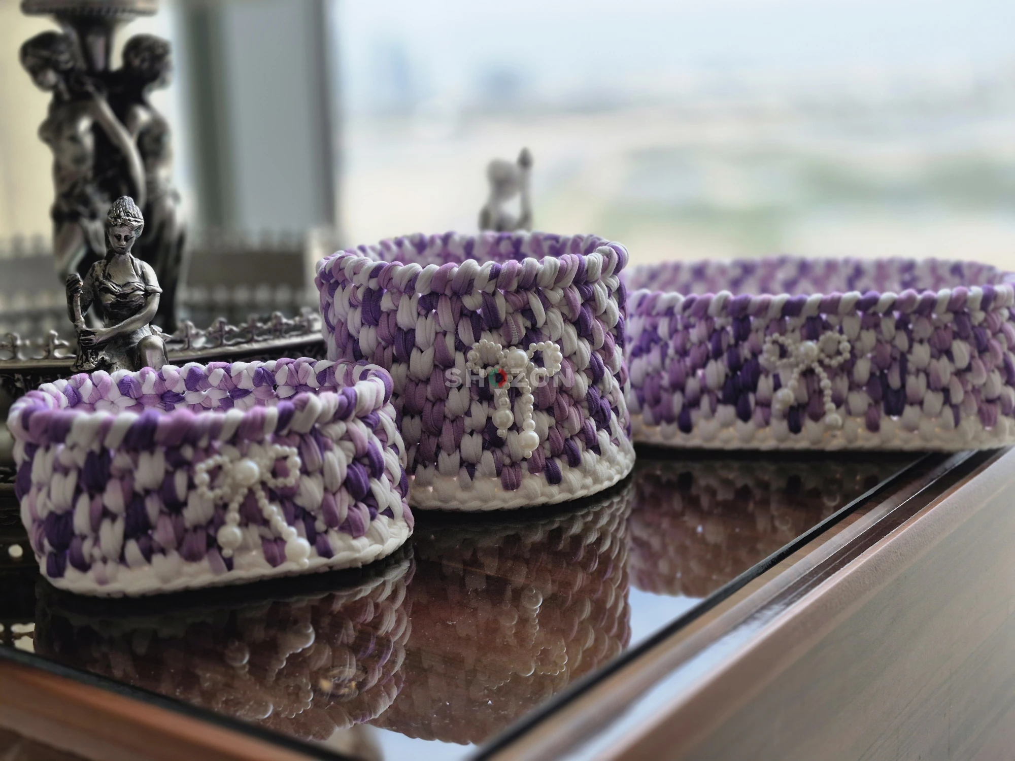 Handmade 3-Piece Crochet Basket Set