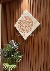 Handmade Arabic Calligraphy Canvas (50×50 cm) - Copper Leaf Detail - Modern Abstract Wall Art