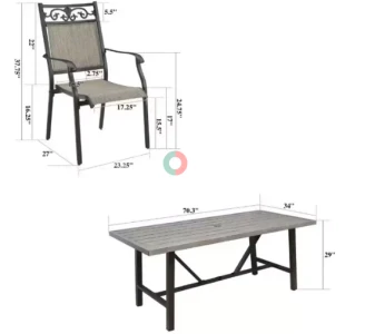 7-Piece Cast Aluminum Outdoor Dining Set with 6 Stackable Chairs and Table