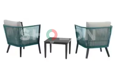 Heather Glen 3-Piece Metal Patio Conversation Set with CushionGuard Stone Grey Cushions