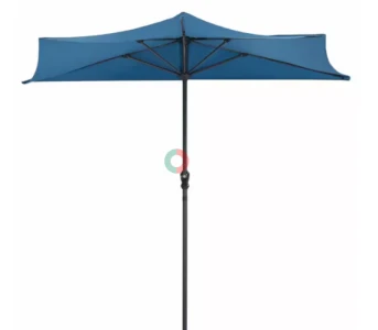9 ft. Steel Half Round Patio Market Umbrella in Blue