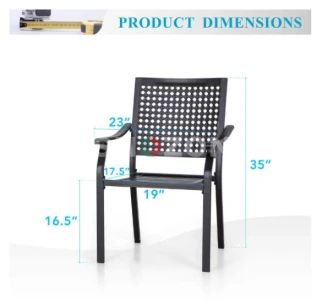 Stackable Metal Outdoor Dining Chair with Armrest (2-Pack)